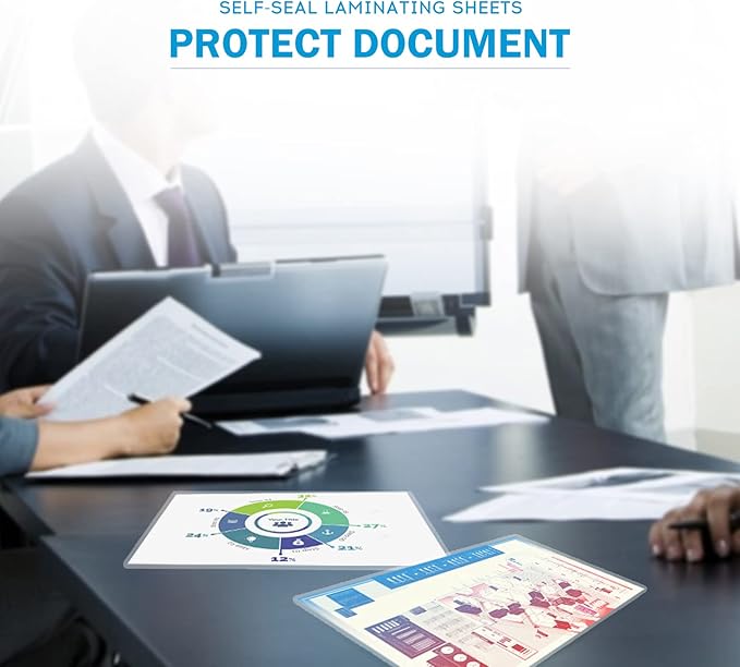 Uinkit Self Sealing Laminating Pouches, Waterproof Lamination Sheets for Document Permanent Adhesive 9x11.5inches 10Pack 10mil Thick Gloss Finish No Need Machine (9x11.5Inchesx10Pack)