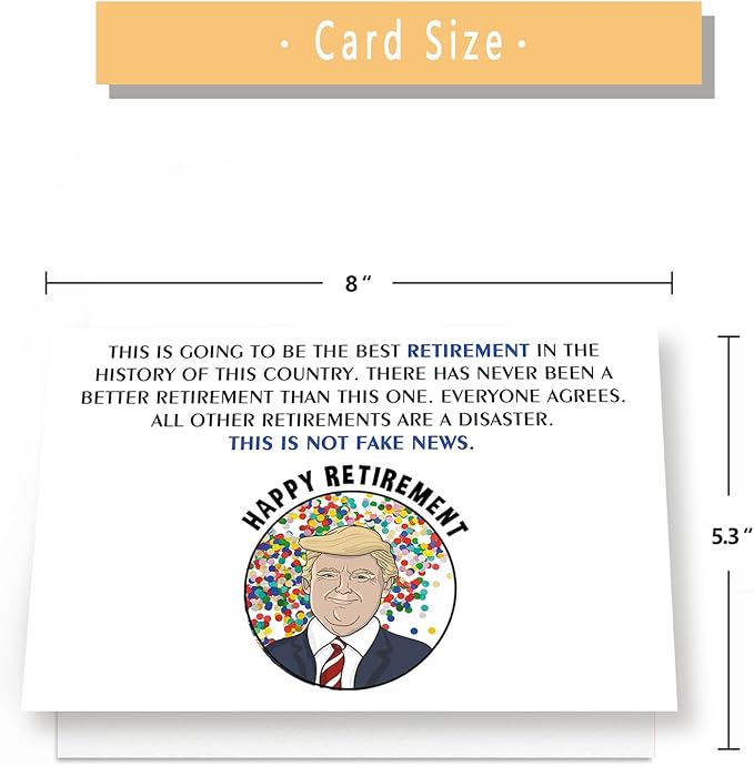 Best Trump Retirement Gifts for Woman Men, Funny Retirement Card for Coworker Colleague, Happy Retirement Decorations, Farewell Gifts for Coworkers