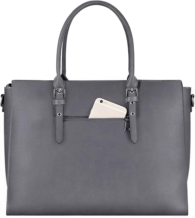 MOSISO 17 inch Women Laptop Tote Bag with Shockproof Compartment, Gray
