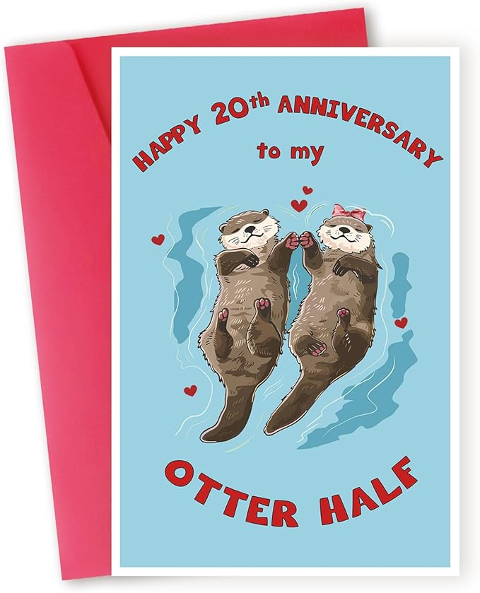 Happy 20th Anniversary Card, Funny 20 Years Anniversary Best Idea Gifts for Him Her, 20th Anniversary Card for Couple Husband Wife Dad Mom
