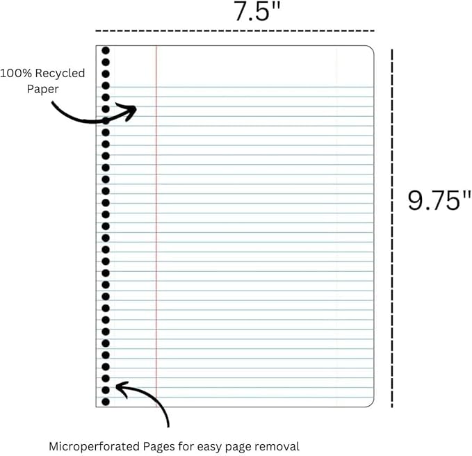Decomposition Big Sur College Ruled Spiral Notebook - 9.75 x 7.5 Journal with 160 Lined Pages - 100% Recycled Paper - Notebooks for School Supplies, Home & Office - Made in USA