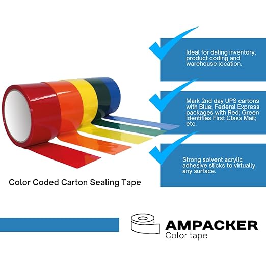 Heavy Duty Packaging Color Tape for Shipping,Packing and Moving 3" Wide x 2.0 Mil Thick -110 Yrd Roll -Acrylic Adhesive Tape for Box Sealing. (1 Roll, Purple, 3" Wide x 110 yds)