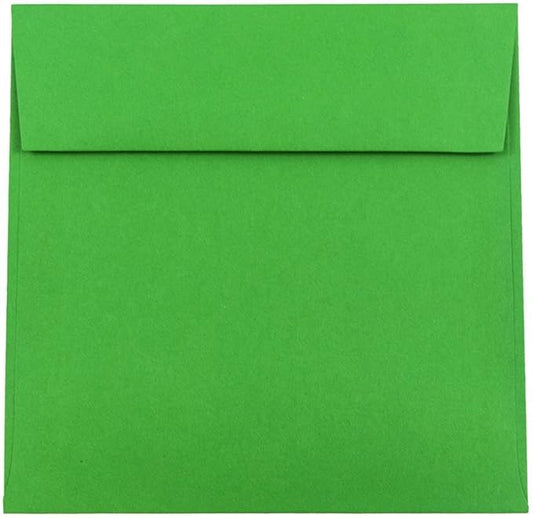 JAM PAPER 6.5 x 6.5 Square Colored Invitation Envelopes - Green Recycled - Bulk 1000/Carton
