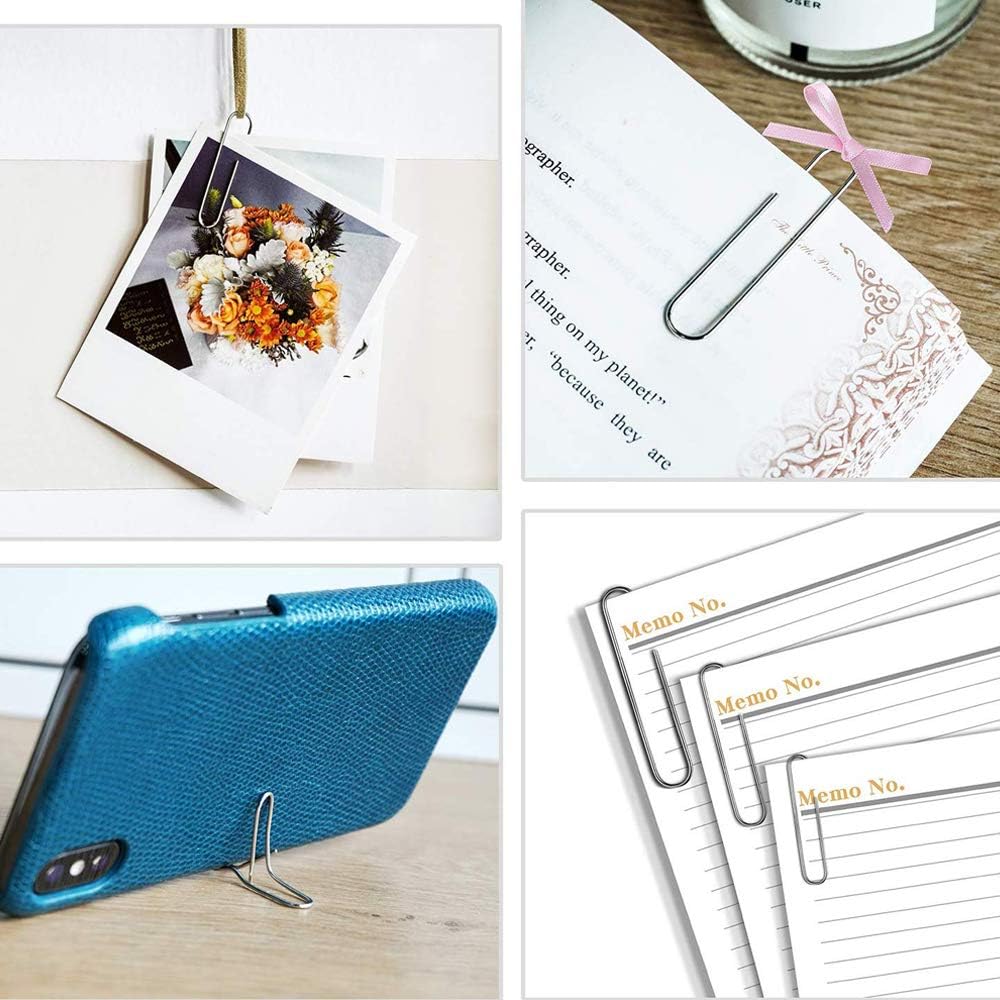 Vinaco Paper Clips Non Skid, 500PCS Medium and Jumbo Paper Clips (1.3 inch & 2.0 inch), Durable & Rustproof, Coated Paper Clip Great for Office School and Personal Use