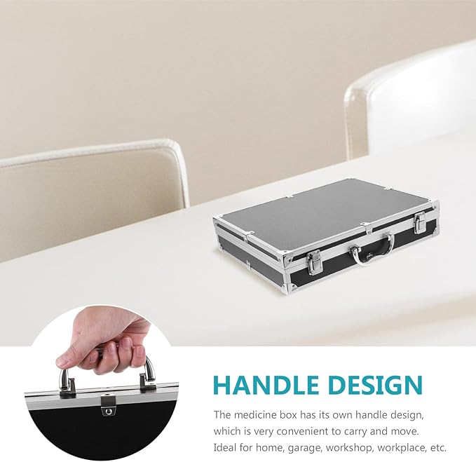 ERINGOGO Aluminum Briefcase - 11 Inch Hard Laptop Briefcases with Lock, Multifunctional Attache Case Black 37x28.5x7.5cm