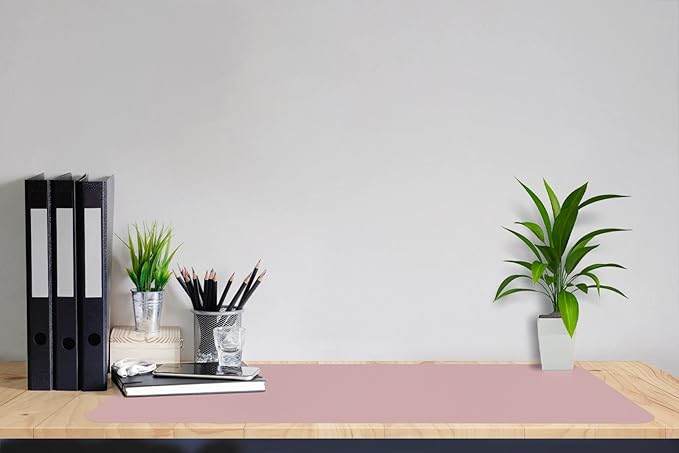 Boutilon Leather Desk Pad 30" x14",Non-Slip Mouse Pad,Office Desk Mat,Waterprooft PU Leather Desk Blotter,Desk Pad Protector,Desk Writing Pad for Home Office Decor (M-Pink)