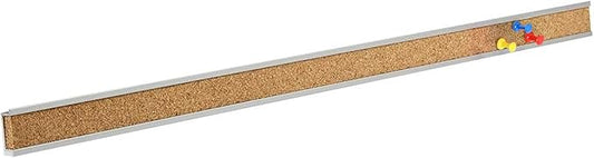 Corksidol Bulletin Bar Strip, Cork Board, 15" x 1", Classroom, Office, Cubicle, Aluminum Frame (Silver)
