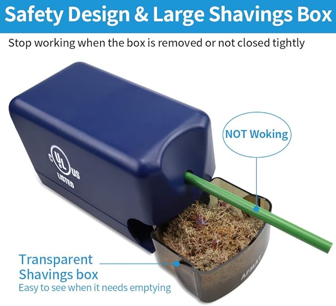 AFMAT Electric Pencil Sharpener, Heavy Duty Pencil Sharpeners for Classroom, Home, UL Listed Pencil Sharpener for 6.5-8mm No.2/Colored Pencils, 10000+ Sharpening Times, Model S230 (Item No. PS28),Blue