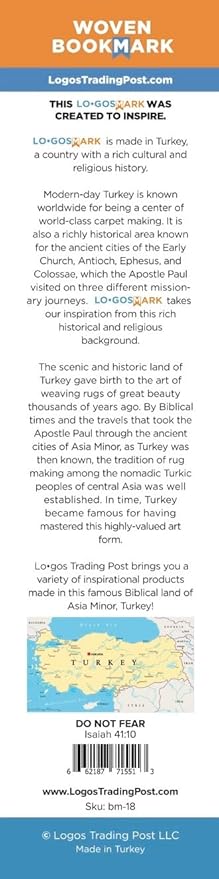 Christian Bookmark, Do Not Fear, Woven, Mini Carpet