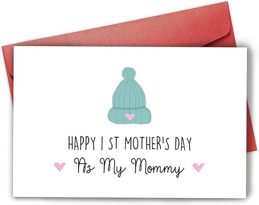 Funny 1st Mothers Day Card for Daughter Wife, Cute First Mothers Card from Baby Toddler, New Mom Card, Happy 1st Mothers Day Card As Mummy Card