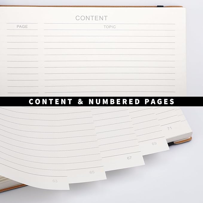 RETTACY Journaling Notebooks, B5 Lined Journal Notebook with 320 Numbered Pages, 7.6" × 10", Medium, Journal Notebook for Writing, Work, School, Leather Softcover, 100 GSM Thick Paper (Dark Green)