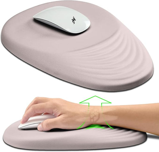 Hokafenle Ergonomic Mouse Pad Wrist Support, Terraced Slope Carpal Tunnel Wrist Pad for Mouse with Unibody Memory Foam, Wrist Rest Pain Relief Mousepad (Misty Rose, 11.8x7.9 in)