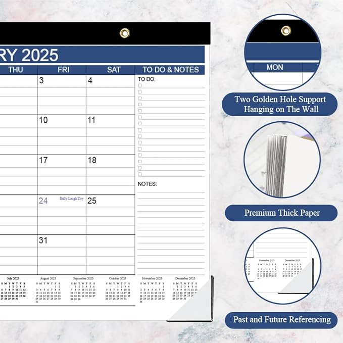 Desk Calendar 2025-2026, Runs Jan 2025 to Jun 2026, Desk Calendar with to-do List, 140gsm Paper, 18 Monthly Desk Calendar, 17" x 12" Desk Calendar 2025-2026, Desk Calendar for School, Home or Office
