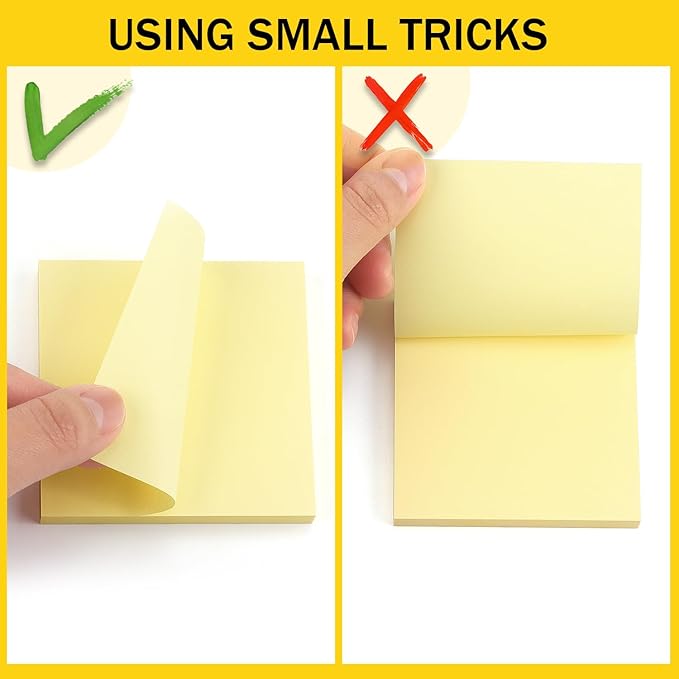 Sticky Notes 3x3 Self-Stick Notes Bright Colors Sticky Notes 8 Pads 80 Sheet/Pad (Yellow)
