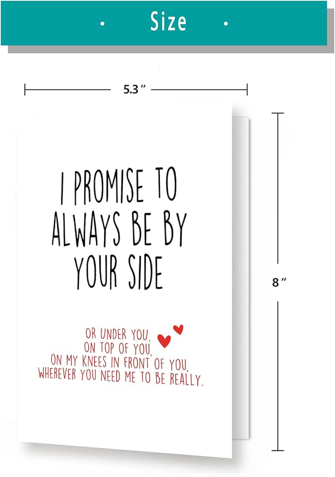 Funny Valentines Day Card With Envelope, Naughty Anniversary Birthday Card for Boyfriend Husband Fiance Girlfriend Wife Fiancee, I Promise to Always Be by Your Side…