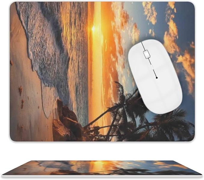 Sunset Beach Mouse Pad, Square Mousepad,Waterproof Mouse Mat Non-Slip Rubber Base MousePads for Office Home Laptop Travel, 9.5"x7.9"x0.12" Inch