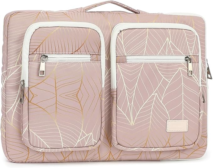 canvaslife 360° Protective Laptop Sleeve Case Bag with 4 Pockets for MacBook Pro 16 inch and 15 inch-15.6 inch Laptop (Golden leaf)