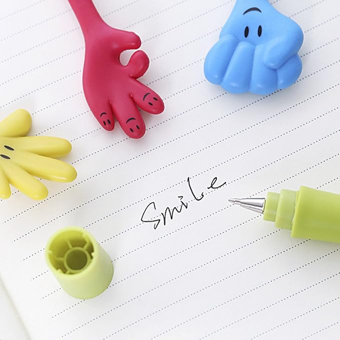 Funny live Bendable Ballpoint Pen Bending Hand Gesture Ballpoint Pen Free to Bend Cute Cartoon Silicone Gesture Ballpoint Pen,0.7mm Black Ink,6 Pcs/Set