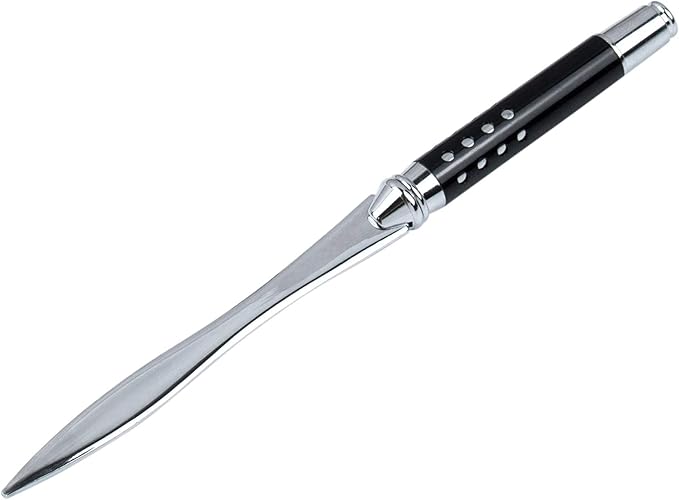 AUEAR, Metal Letter Opener Envelope Slitter Paper Knife for Women Men Home Office (Classic Black)
