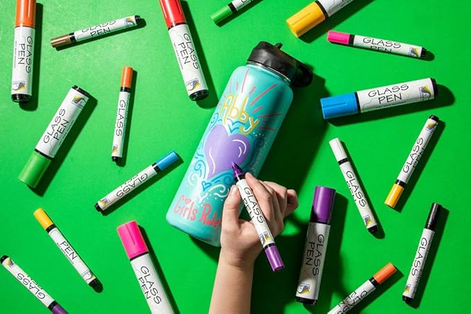 Glass Pen Window Marker: Liquid Chalk Markers for Glass, Car Marker or Mirror Pen with Washable Paint - Graduation Car Windows, Storefront Window, Wedding, Parade, Party & Holiday (Yellow, Fine Tip)