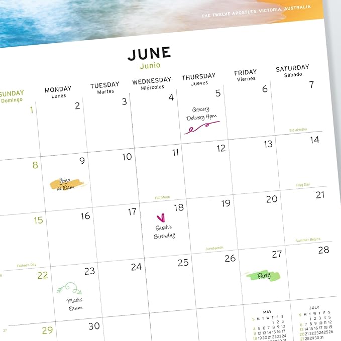 Nature Wall Calendar 2025 12" x 12" FSC® Plastic Free - Starts Week On Sunday | Square Wall Calendar | Family Planner Calendar 2025 | Nature Calendar 2025