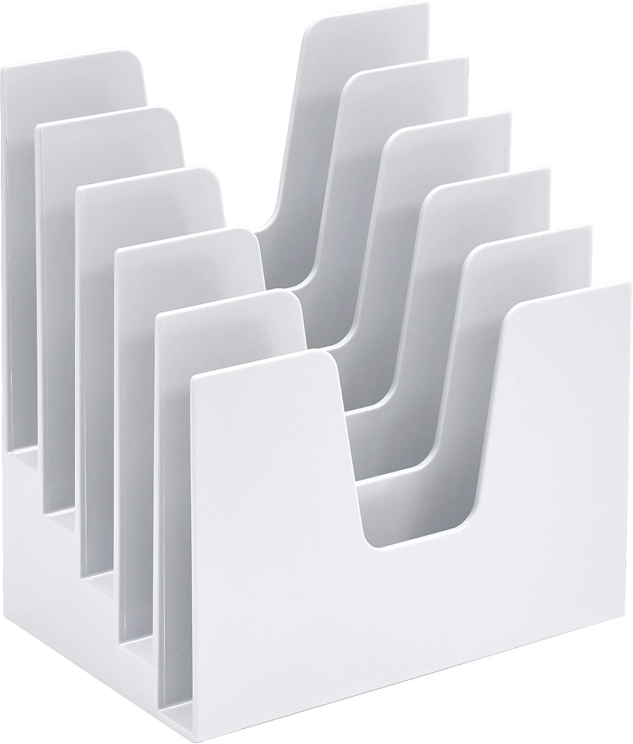 Acrimet 5 Section Incline File Sorter Organizer, Mail, Folder, Letter Desk Organizer, Rack for Office Organization Desktop (Plastic) (White Color)