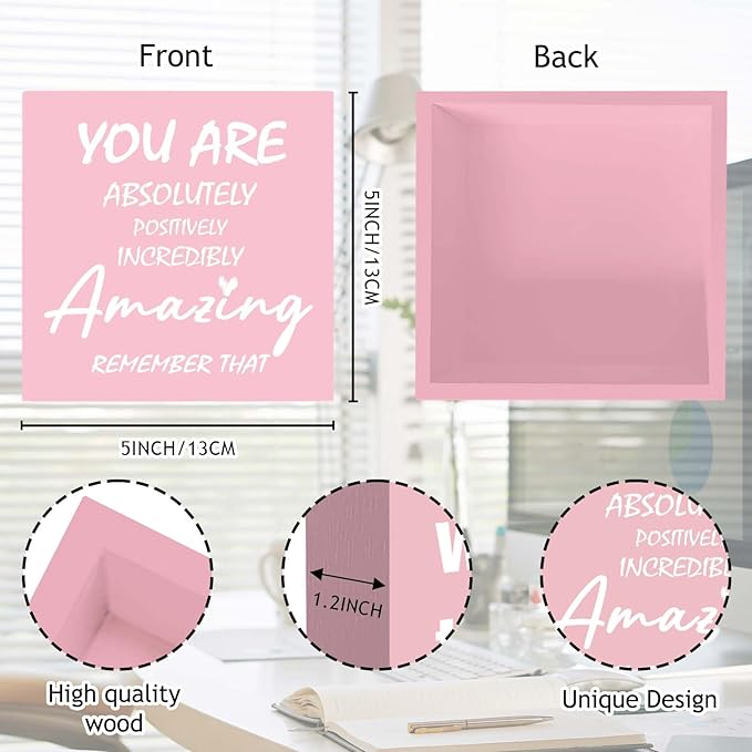 Pink Office Decor Desk Accessories Inspirational Pink Gifts for Women You are Amazing Pink Motivational Positive Office Decor Sign Desk Decorations for Women Home & Office Cute Desk Accessories