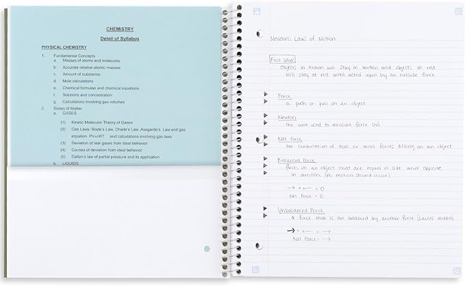 Five Star Spiral Notebooks + Study App, Recycled Cover, 4 Pack, 1 Subject, College Ruled Paper, 8-1/2” x 11", 100 Sheets per Notebook, Zion Clay, Olympic Green, Glacier Blue, Smoky Gray (820046)