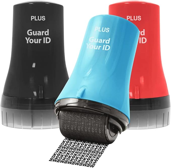 Wide Advanced Roller by Guard Your ID for Identity Theft Protection Roller Stamp, As Seen on TV (Wide 3-Pack) (Mixed Color: Turquoise, Black, Red, Wide)