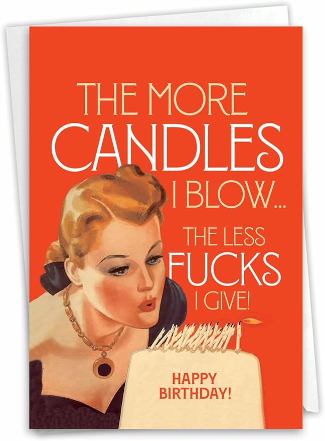 NobleWorks - 1 Funny Women's Birthday Card - Hilarious Bday Greeting Card with Envelope, Sassy Celebration - Candles I Blow C9309BDG