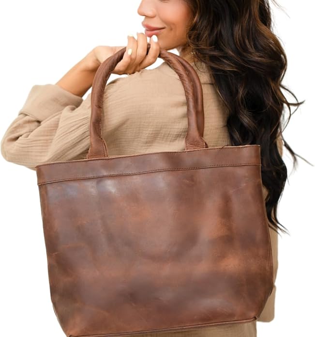Rosewood Leather Tote Bag for Women - Genuine Leather Laptop Shoulder Bag, Large and Durable Tote, Perfect for Everyday Use