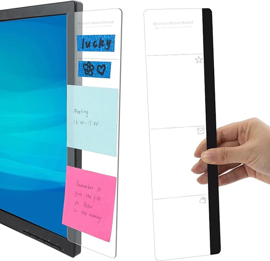 Office Desk Accessories 2pcs Monitor Memo Board Computer Message Board Office Supplies for Women Men Computer Sticky Note Holder with Functional Areas Home Office Accessories Office Must Haves