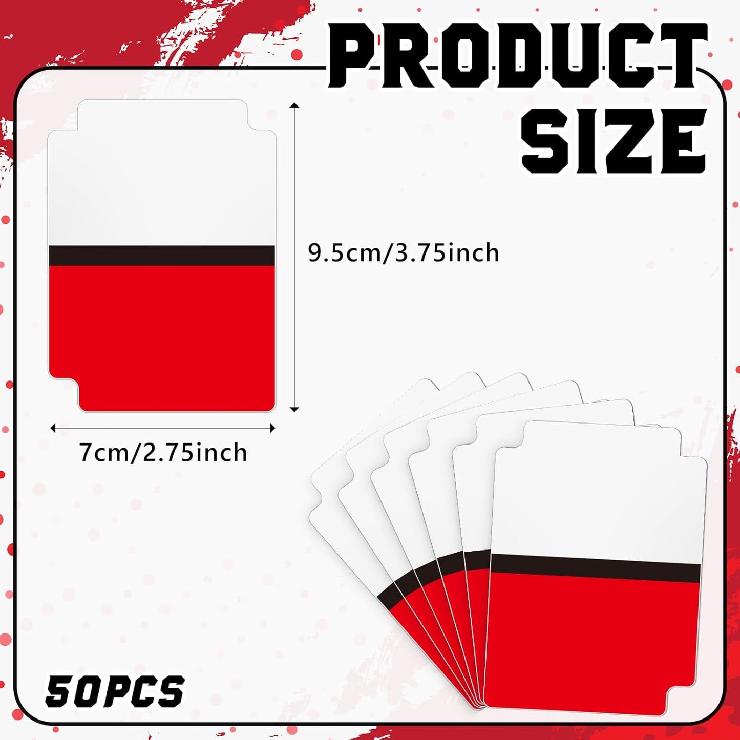 50pcs Red and White Trading Card Dividers Plastic Index Card Storage Dividers with Tabs Card Separators for Sports Recipe Game Card Organize