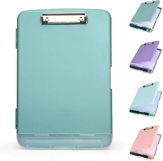 Clipboard with Storage, Clip Boards 8.5x11 with Storage, Large Capacity Nursing Clipboards with Pen Holder, Heavy Duty Plastic Storage Clipboard Folder with Low Profile Clip, Side-Opening