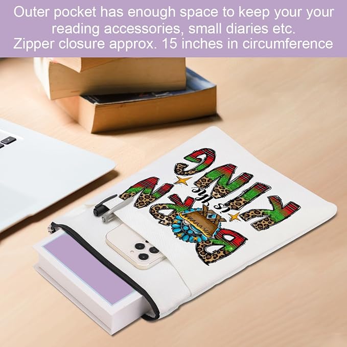 Inspirational Western Faith Christian Gifts Book Sleeve Book Cover Religious Cowgirl Accessories for Women Teacher BFF Friendship Christmas Birthday Book Lovers Gifts Book Protector with Zipper