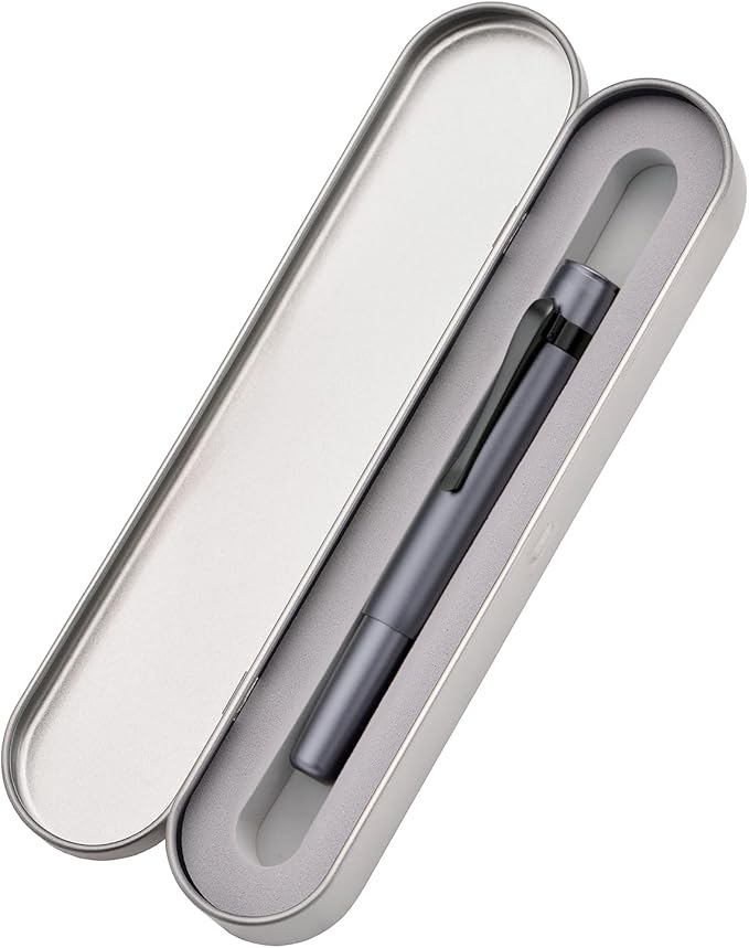 Hongdian M2 Black Forest Mini Fountain Pen, Medium Soft Nib & Sleek Shape Aluminium Short Pocket Travel Pen (Space Gray)