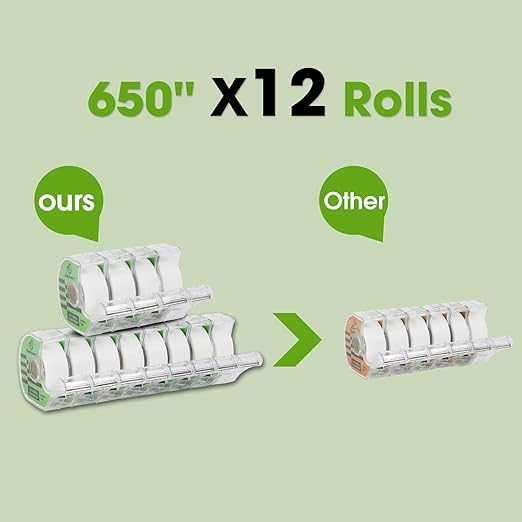 Invisible Tape with Dispenser, Home Office Supplies and Back to School Supplies for College and Classrooms, Matte Finish, 3/4 in x 650 in, 12 Pack