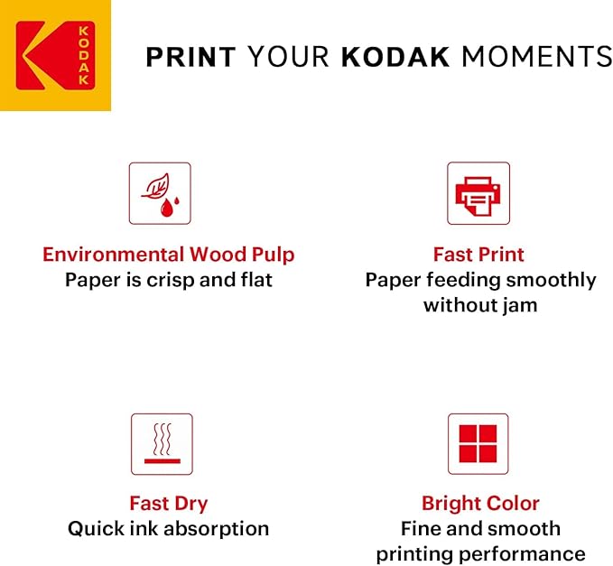 KODAK Picture Paper Vivid 4"x6", 100 count, 66lb-230g/m2 weight, 11.9 mil thickness, Vivid color picture paper- **THIS PRODUCT IS NOT COMPATIBLE WITH THE KODAK DOCK PRINTER**"