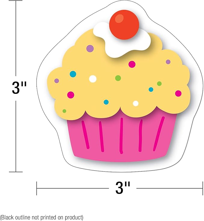 Carson Dellosa 36 Cardstock Colorful Cupcakes Cutouts, Birthday Bulletin Board Decorations, Cupcake Cutouts for Bulletin Boards, Birthday Cupcake Cutouts for Birthdays, Happy Birthday Classroom Décor