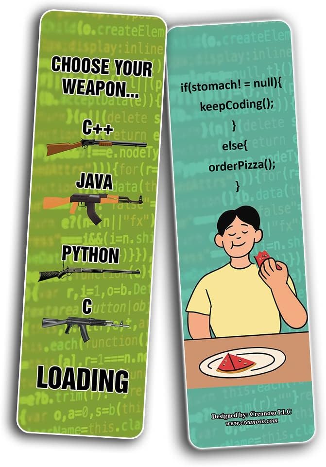 Creanoso Funny Coding Program Bookmarks (5-Sets X 6 Cards) – Daily Inspirational Card Set – Interesting Book Page Clippers – Great Gifts for Adults and Professionals
