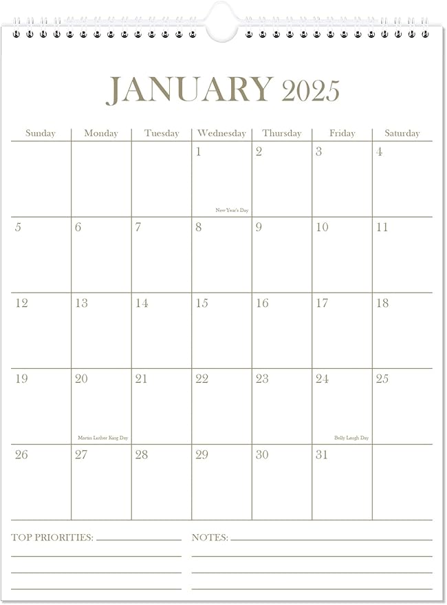 2025 Wall Calendar - 18 Months Calendar from January 2025 - June 2026, Calendar 2025-2026 with Thick Paper, 8.5" x 11", Vertical Calendar, Golden