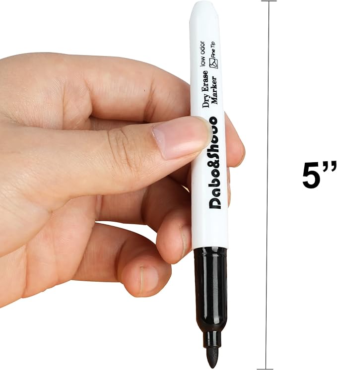 Dabo&Shobo Low Odor Dry Erase Markers, Fine Tip, Bulk Pack of 80, Black Whiteboard Markers, Suitable for School, Office, or Home