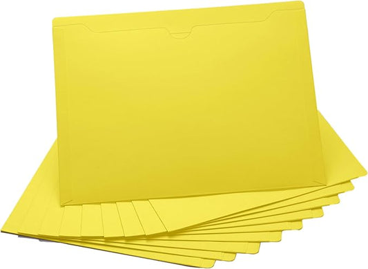 Yellow File Jackets, Flat-No Expansion, Letter Size, Reinforced Straight-Cut Tab, 10 Pack
