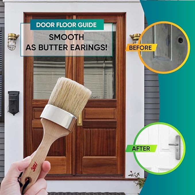 Chalk Wax Paint Brush 4PCs Set Including 3 Small for Furniture Painting and 1 Large Bristle Paint Brushes Set Compatible with Annie Sloan Paint, Fusion Mineral Paint