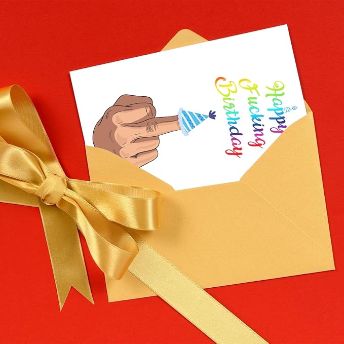 UUEFKTN Naughty Middle Finger Birthday Card, Funny Birthday Cards Gift for Husband Wife Boyfriend Girlfriend's Birthday, Inappropriate Birthday Card for Men Women Him Her