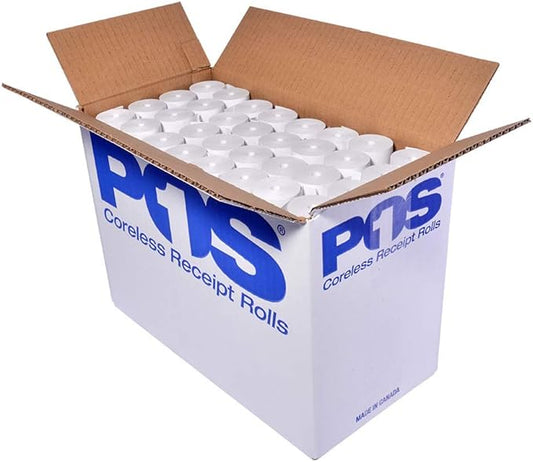 2 1/4 x 75 feet x 128 rolls CORELESS BPA Free Thermal Paper Rolls for Handheld Thermal Receipt Paper Printers. 38mm diameter