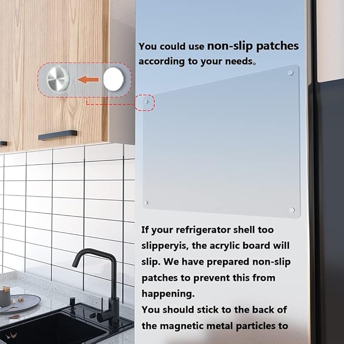 Acrylic Note Board Refrigerator Dry Erase Board Magnetic Clear 15”x11 Includes 4 Dry Erase Markers