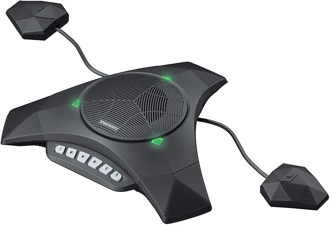 MVOICE8010EX-B Conference Speaker Microphone, 360° &16ft Voice Pickup Range/Noise Reduction/Echo Cancellation/USB Bluetooth Speakerphone w/2 Expandable Mic for 12 People Big Meeting Room