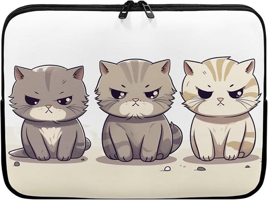 Cute Cat Laptop Protective Sleeve for Girls Boys 15 Inch Laptop Covers with Large Capacity Lap Top Case Lightweight Computer Sleeve Bag Suitable Gifts for Holidays Tablet Bag Grey