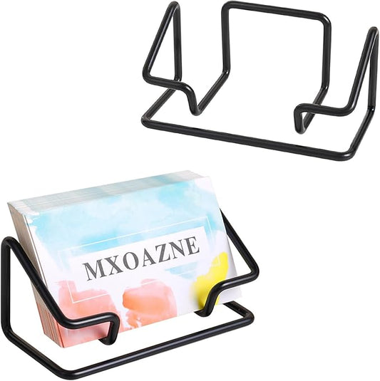 Business Card Holder for Desk, Business Card Display Stand, Modern Desktop Business Card Organizer, 2 Pack, Black